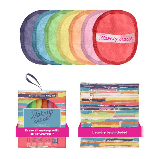 The Original MakeUp Eraser 7-Day Set, Erase All Makeup with Just Water, Including Waterproof Mascara, Eyeliner, Foundation, Lipstick, Sunscreen, and More! Sunset Boulevard, 7ct.