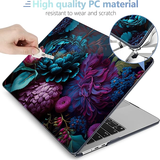 MEEgoodo Case for M5/M4/M3/M2 MacBook Air 13 inch Case 2026 2025 2024 2022, Fit Model A3449/A3240/A3113/A2681, Laptop Hard Shell Compatible with MacBook Air 13.6-inch, Beautiful Fantasy Flower