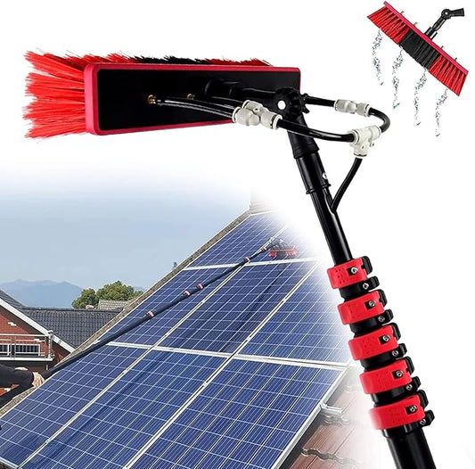 Window Cleaning Pole, Water Fed Telescopic Window Cleaning Brush, Extendable Cleaner Roof Cleaning Tools Window Cleaner Kit for Photovoltaic Panel, Trucks, Bus, Cars,36ft/10.8m-35cmBrushhead