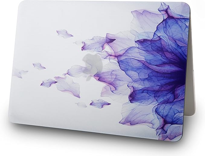 KECC Ultra Thin Case for MacBook Air 13 inch 2022-2018 Release M1 Chip, Lightweight Plastic Hard Shell for MacBook Air 13.3” + Keyboard Cover + Sleeve, Purple Flower