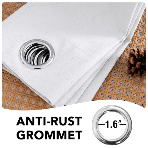 H.VERSAILTEX Linen Blackout Curtains Durable Thick Textured Linen Look 100% Blackout Patio Door Curtain Anti Rust Grommet Extra Wide Sliding Door Curtain Panel, W100 x L108 inch - Pure White