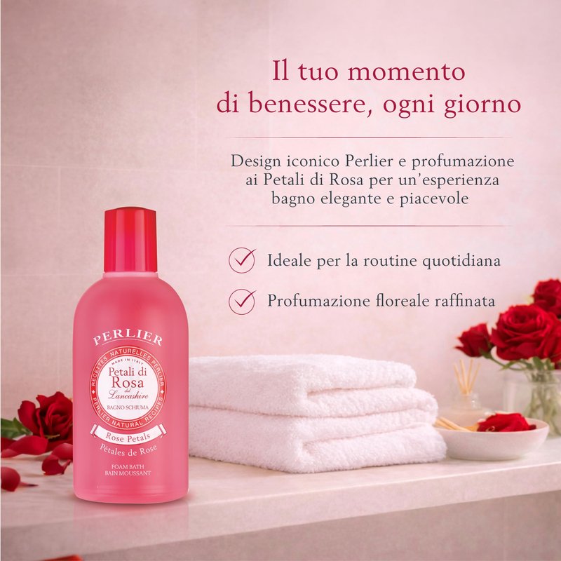 Perlier Petali Di Rosa Bagnoschiuma Body Wash 500 ml 16.9 fl. oz. Made in Italy [Italian Import]