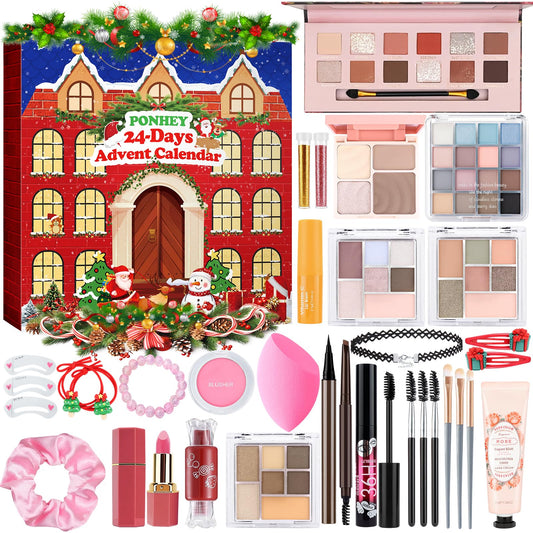 Ponhey Makeup Advent Calendar 2025,24 Days Christams Advent Beauty Calendar,Countdown Calendar For Girls Teens Women Adult,Xmas Holiday Beauty & Cosmetic Surprise Gift