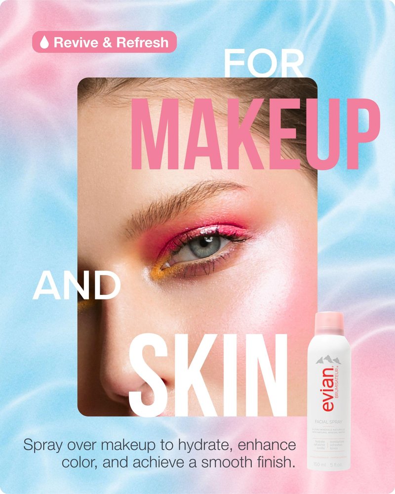 Evian Facial Spray 5 oz - Hydrating Mineral Water Mist for Face & Skin - Refreshes Makeup, Sets, & Tones - Skincare Mist for Daily Hydration and On-the-Go Moisturizing Relief
