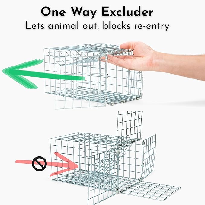 Animal One Way Exit Door - 6" Excluder Device for Raccoon, Squirrel, Skunk Trapped in Attic, Chimney, Under Deck â Eviction System with Installation Kit - Wildlife Pest Control Humane Animal Removal