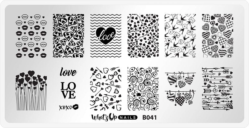 Whats Up Nails - Valentine's Day Stamping Plates 2 pack (B024, B041) for Nail Art Design