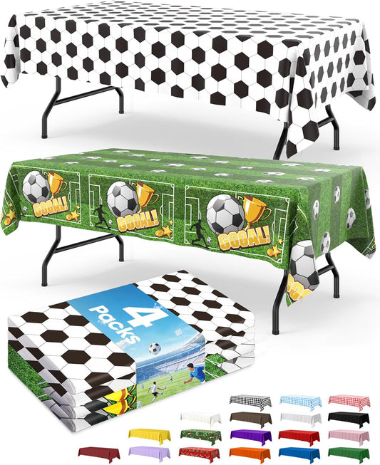 Niuara Soccer Table Cloth - 4 Pack Disposable 54" x 108" Tablecloths for Soccer Parties & World Cup 2026