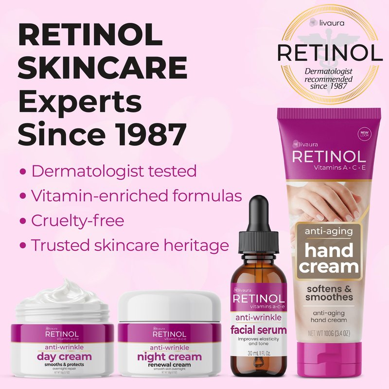 LIVAURA Retinol Anti-Aging Hand Cream – Moisturizing Hand Lotion for Dry Cracked Hands, Non Greasy Moisturizer for Women & Men, Travel Size Hands Cream for Daily Care, For Dry Hands