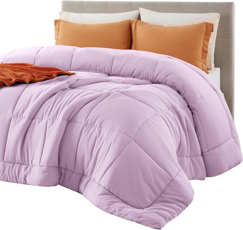 Bedsure Comforter Duvet Insert - All Season Cal King Size Quilted Bedding, GentleSoft Down Alternative, Light Purple 96 x 102 Inches