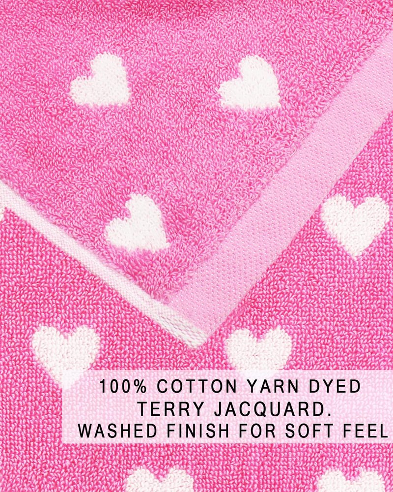 ORIGINAL KIDS Wash Cloth - Bath Time Hearts 12 Pack Washcloth Set - 100% Cotton Jacquard Colorful Absorbent Quick Dry Face Towel - Super Soft Face Cloth 12x12 inches - Pink White