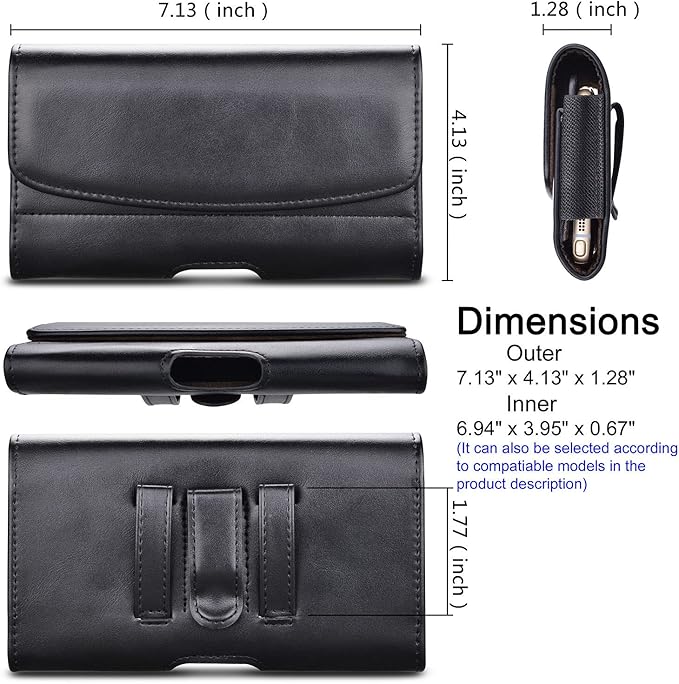 Tiflook Phone Holster for iPhone 17 Pro Max iPhone 16 15 14 13 12 11 XS max 17 Air 13 Mini 12 Mini PU Leather Cell Phone Pouch with Belt Clip Loop Card Holder Carrying Case,Black
