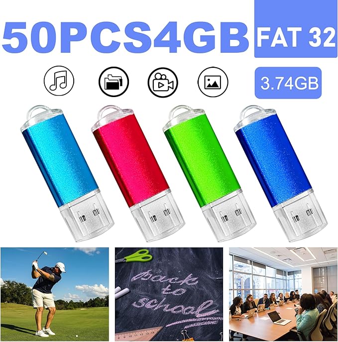 4GB USB Flash Drive 50 Pack Nicepicten Bulk USB 2.0 Thumb Drives Pack, USB Drives Bulk Memory Stick Jump Drive Multipack - 4GB Colorful