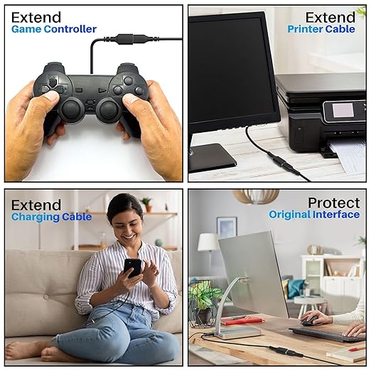 3 Pack USB 3.0 Extension Cable 6 Feet, USB A Male to Female Extender Cord, 5Gbps Data Transfer for Webcam, Printer, Keyboard, Mouse, Flash Drive, Hard Drive, Controller, Black Cable with 5 Cable Ties