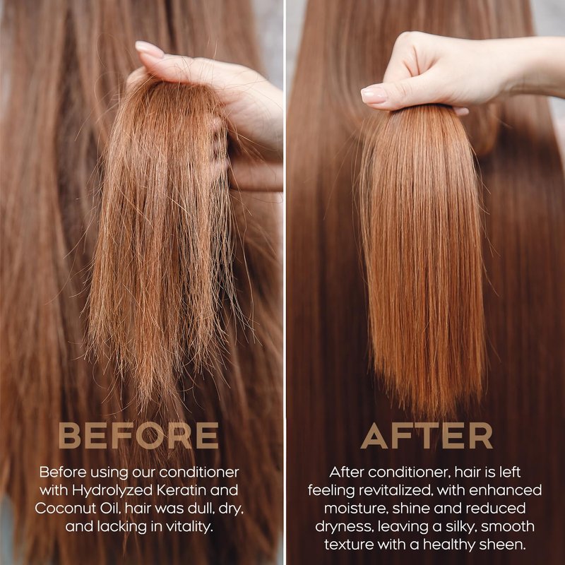 Hydrating Conditioner for Dry, Damaged Hair - Moisture Repair Treatment with Hydrolyzed Keratin & Coconut Oil | 8.4oz