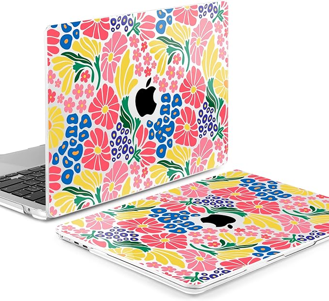 MEEgoodo for M5/M4/M3/M2 MacBook Air 15 inch Case 2026 2025 2024 2023, Case Fit Model (A3448/A3241/A3114/A2941) for MacBook Air 15.3 inch, Groovy Flower