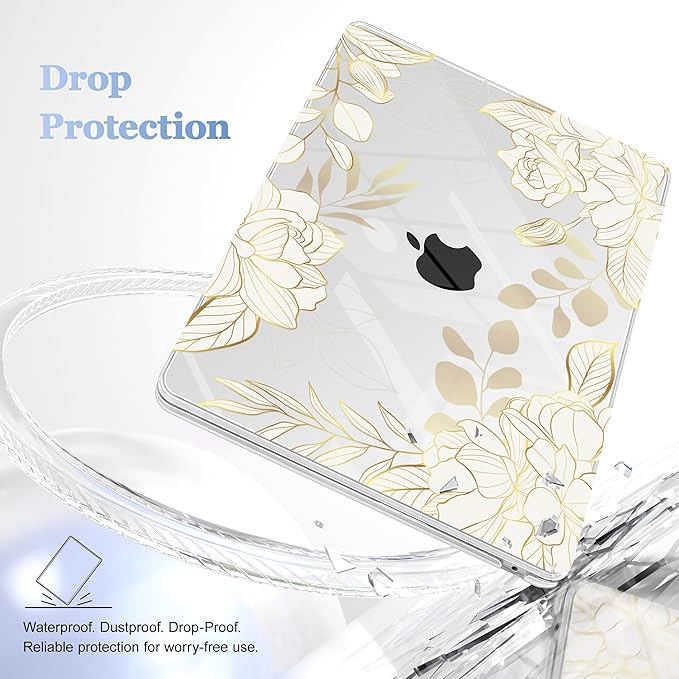 Lepeoac Case for 2026/2025/2024/2023 MacBook Air 15-inch Laptop Release M5 A3448 /M4 A3241 /M3 A3114 /M2 A2941, Stylish Protective Hard Shell Cover for MacBook Air 15.3 inch - Gold Rose Flowers