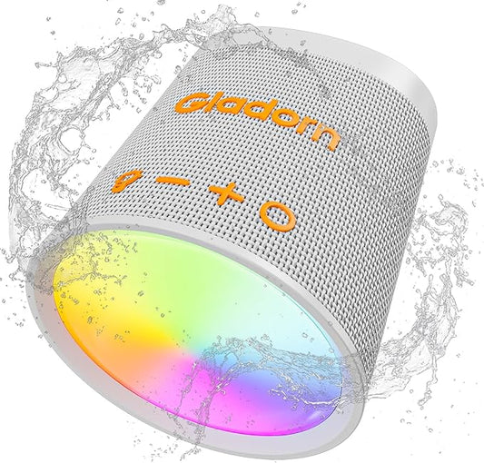 Gladorn Portable Bluetooth Speaker Wireless with 9 Color Lights, 20H Playtime, Stereo Pairing, Deep Bass, IPX6 Waterproof, Bluetooth 5.3, Small Speaker for Home, Party, Outdoor, Camping, Beach, Gift