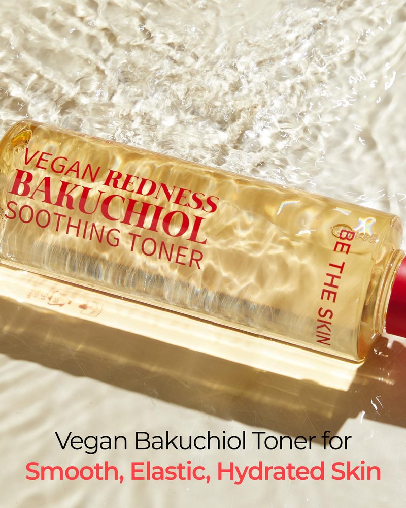 BE THE SKIN Vegan Redness Bakuchiol Soothing Toner - Ectoin + 7-Type Hyaluronic Acid, pH 5.5, Helps Calm Look of Redness & Support Skin Barrier, Alcohol-Free | Korean Face Toner 8.45 fl oz