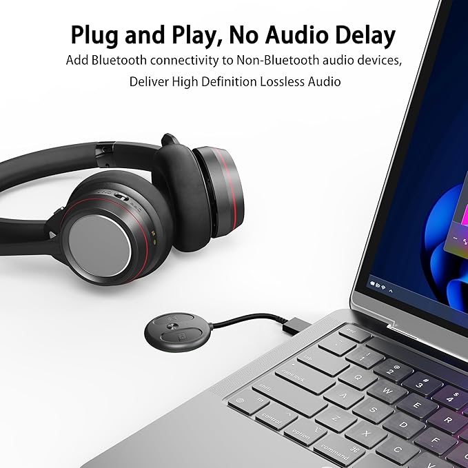 AMORNO USB-C Bluetooth Adapter for PS5, Bluetooth 5.4 Audio Adapter for PC, Plug and Play, Wireless Audio Transmitter for Bluetooth Headphones & Earbuds to PS4/PS5/Switch Dock/PC/Laptop/TV