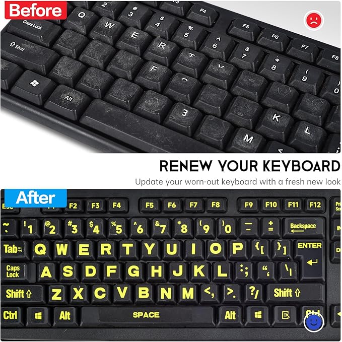 English Keyboard Letter Stickers Full Size Universal PC Computer Laptop Desktop Keyboard Replacement English Keyboard Stickers, QWERTY Alphabet KeyboardStickers -1PCS