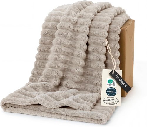 Bedsure GentleSoft Light Brown Throw Blanket - Cozy Fleece Couch Blanket, 50x60 Inches