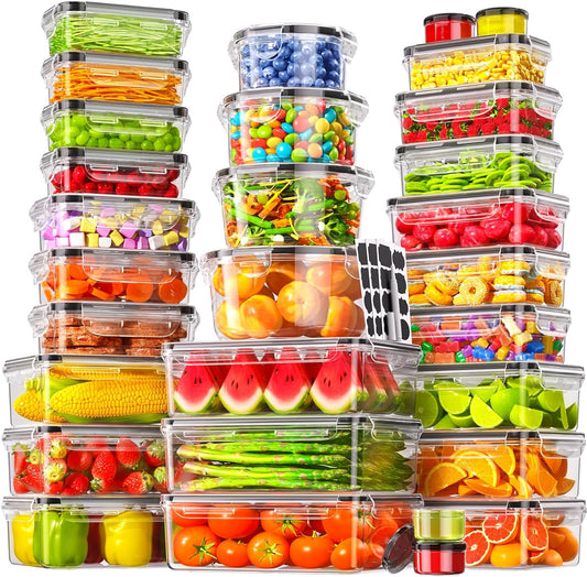 Skiennix 60 PCS Food Storage Containers - Airtight & Leak-Proof Set for Kitchen | BPA-Free, Microwave Safe