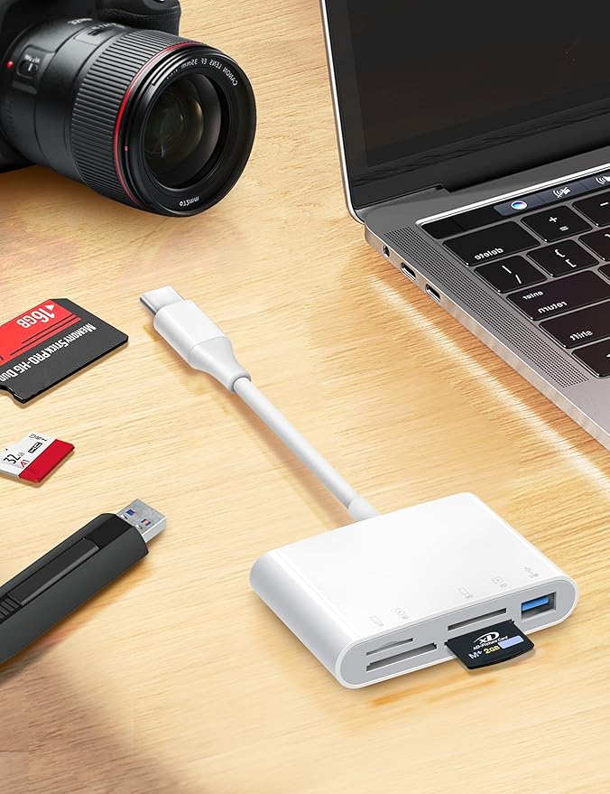ChiaoPio USB C SD Card Reader, 5 in 1 USB-C to Memory Card Adapter with SD MicroSD MS Memory Stick XD Picture Slots & USB Female Port Compatible with iPhone 15 iPad Mac MacBook Pro/Air/Mini Laptop