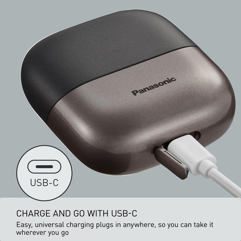 Panasonic Swipe Right Travel Shaver for Men, Portable Electric Razor for Men with USB-C Charging, 3-Blade Cutting System and Beard Sensor Technology, Wet/Dry Use, ES-CM3A-K
