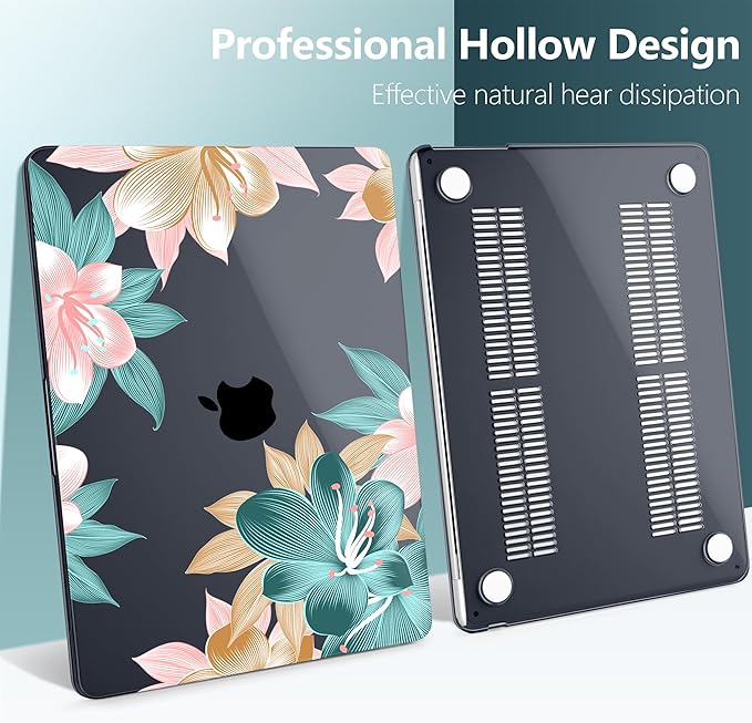 TWOLSKOO for M2 MacBook Air 13.6 Inch Case 2022 A2681 with Touch ID, Plastic Hard Shell Cover Screen Protector & Keyboard Trackpad Film 13 2022, Clivia Flowers (A2681 M2)