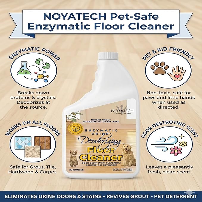 Pet Floor Cleaner â Enzyme Powered Odor Eliminator. Floor Cleaner for Mopping â Removes Urine & Stains â Deep Cleaner for Floors & Grout â Commercial-Grade Concentrate