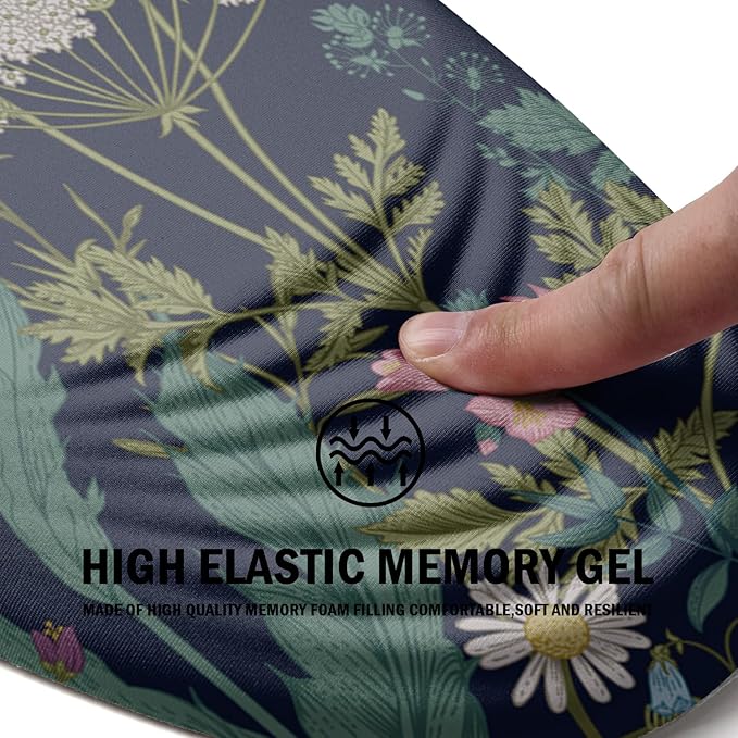 LSLXDCLJ Ergonomic Mouse Pad with Wrist Rest Support, Memory Foam & Polyurethane, Weeds