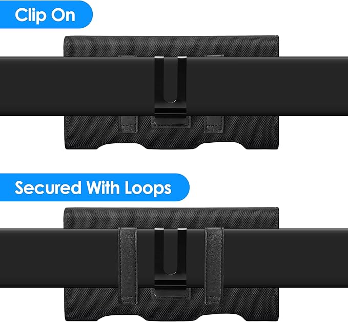 Mopaclle Nylon Phone Holster with Heavy Duty Metal Belt Clip and Card Holder, Compatible with iPhone 13/12 Mini, iPhone SE, iPhone 8/7/6S/6, and Galaxy S7/S6/S5 - Black