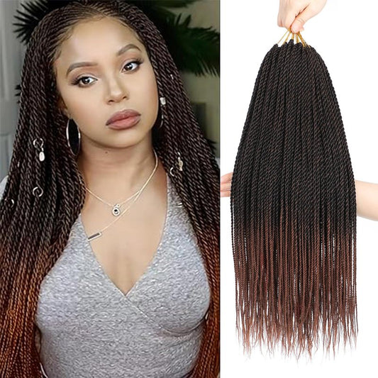 BAOTA Senegalese Twist Crochet Hair for Women Ombre Brown 12 Inch 8 Packs Short Crochet Hair for Black Women Pre Looped Small Braids Micro Twist Crochet Hair with Natural Ends T30
