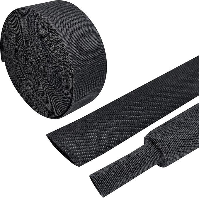 BuyUneed Heat Shrink Wire Loom 2:1 Shrinkable Braided Cable Sleeve 1-3/8 Inch ID-46ft Abrasion Protection Flexibility Fabric Wiring Harness Cover Sheath