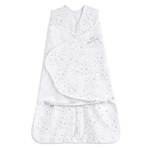 HALO 100% Cotton Sleepsack Swaddle, 3-Way Adjustable Wearable Blanket, TOG 1.5, Midnight Moons Grey, Preemie, Birth-5lbs