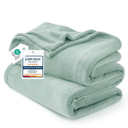Bedsure GentleSoft Sage Green Fleece Throw Blanket - 300GSM Soft Lightweight Plush Cozy Blankets for Bed, Sofa, Couch, Travel, Camping