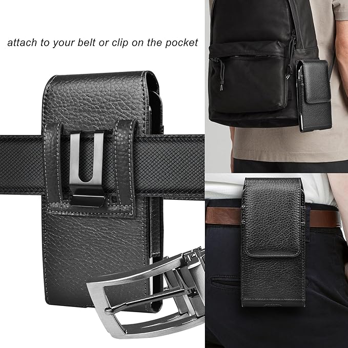 Tiflook Phone Holster for Samsung Galaxy S26 Ultra S25 FE S24 S23 S22 S21 S20 A37 A17 A36 A16 A15 5G A26 A56 PU Leather Case Cell Phone Pouch Belt Phone Holder with Belt Clip Carrying Case,Black