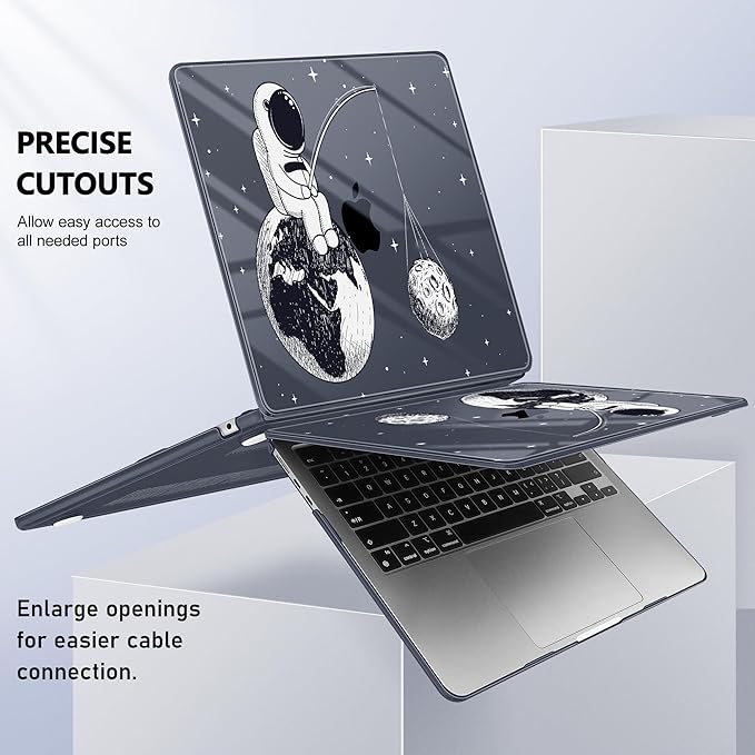 Lepeoac Case for 2026/2025/2024/2023 MacBook Air 15-inch Laptop Release M5 A3448 /M4 A3241 /M3 A3114 /M2 A2941, Stylish Protective Hard Shell Cover for MacBook Air 15.3 inch - Astronaut Enjoy