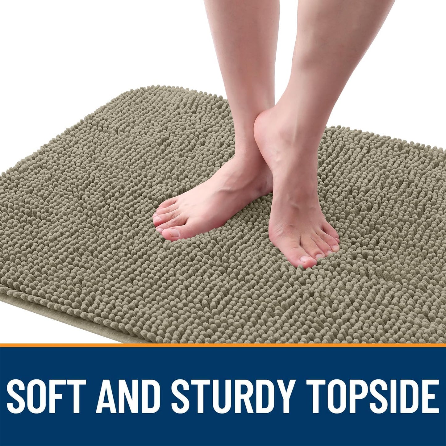 OLANLY Dog Door Mat - Absorbent Non-Slip Chenille for Muddy Paws | 35x24 Inches, Warm Taupe