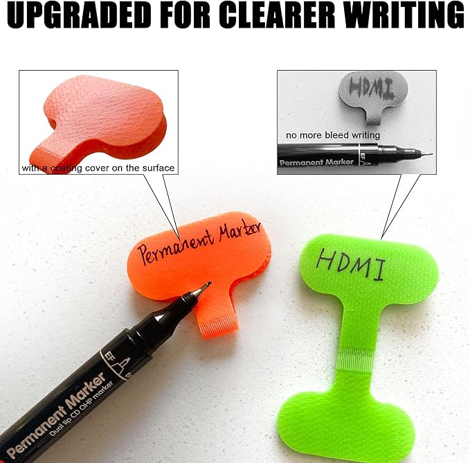 Mr-Label – 40Pcs Reusable Cable Labels– Writable Cable Wraps for Clear Writing- Cord Labels for Classify&Identification–Wire Tags for Cable Management | Electronics Computers(Multi-Color)