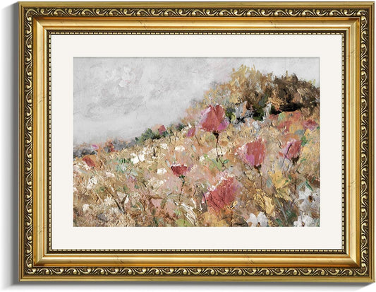 VIYYIEA Gold Framed Wall Art - Vintage Botanical Canvas Print for Rustic Home Decor | 11x14in