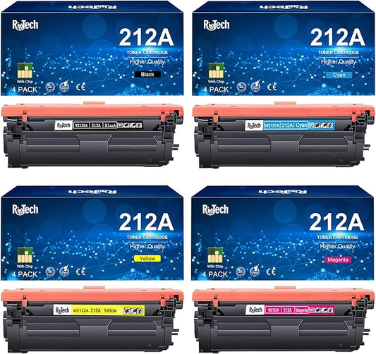 212A Toner Cartridge 4 Pack,for HP 212X W2120A Toner Cartridge Remanufactured for HP Color LaserJet Enterprise M554 M555 Flow MFP M578 Printer,with Upgraded Chip,No Fading,No Streak
