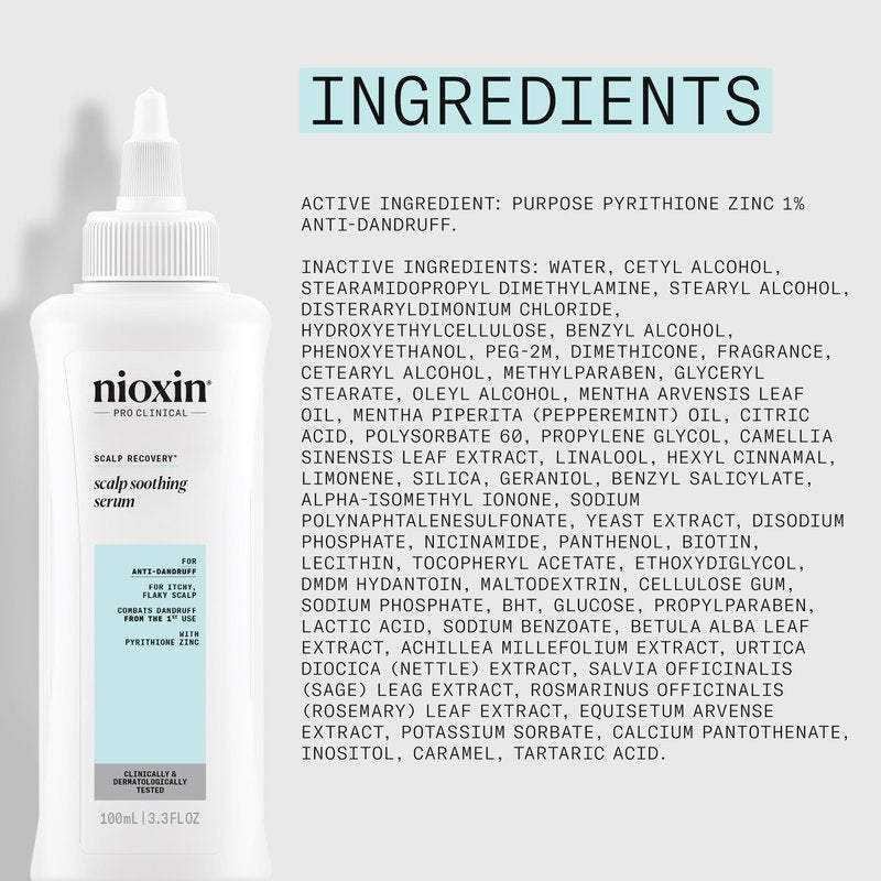 Nioxin Scalp Recovery System Scalp Soothing Serum | With Pyrithione Zinc and Green Tea Extracts | 3.38 Fl Oz