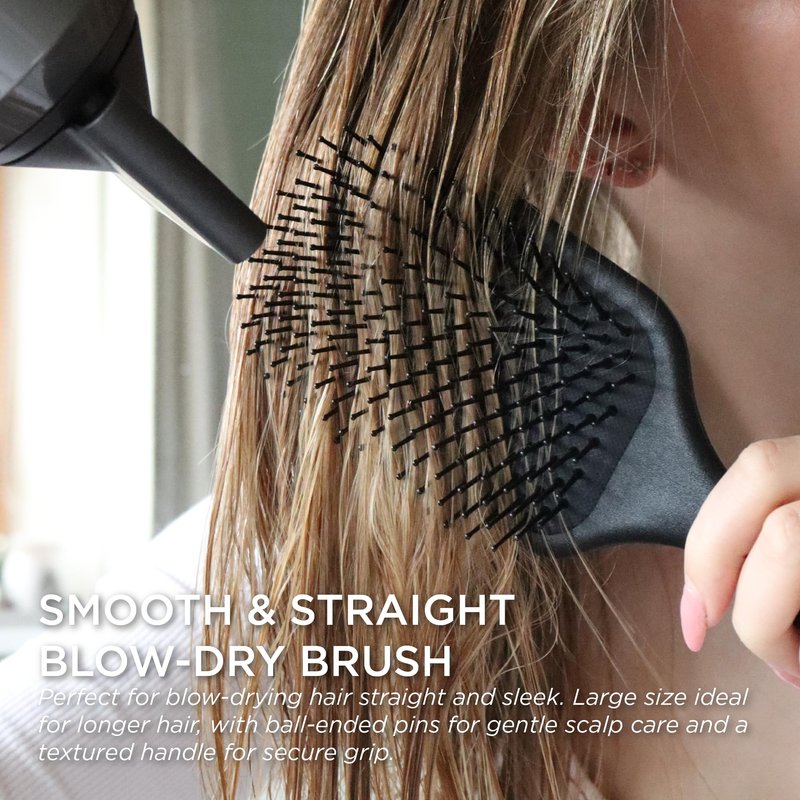Denman (Black) Large Paddle Cushion Hair Brush for Blow Drying & Detangling - Comfortable Styling, Straightening & Smoothing - For Women and Men, D83