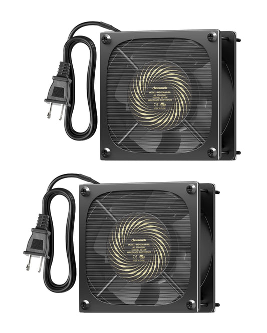 DEWENWILS Exhaust Fan 120V AC, Waterproof Ventilation Fan 30 Mesh Metal Filter, 120mm x 38mm, Dustproof DIY Cooling Fans for Reptile Pet Enclosures Cabinet, 2850RPM 90CFM UL Listed, 2 Pack
