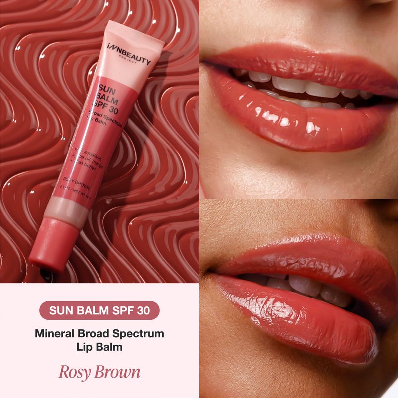 INNBEAUTY Project Sun Balm Mineral SPF 30 Lip Balm with Tint, Rosy Brown Shade, 0.6 OZ (17ml)