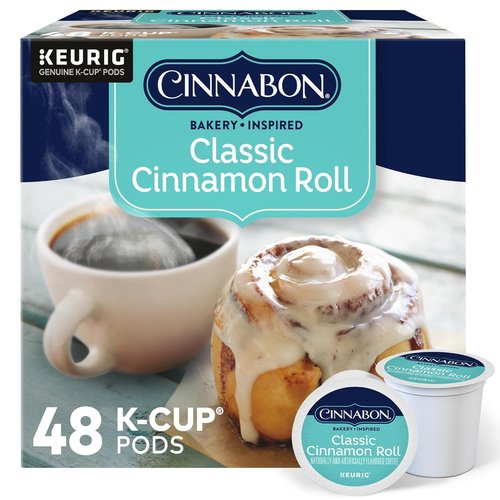 Cinnabon Classic Cinnamon Roll K-Cup Pods - Light Roast Coffee, 48 Count | Deliciously Sweet Flavor