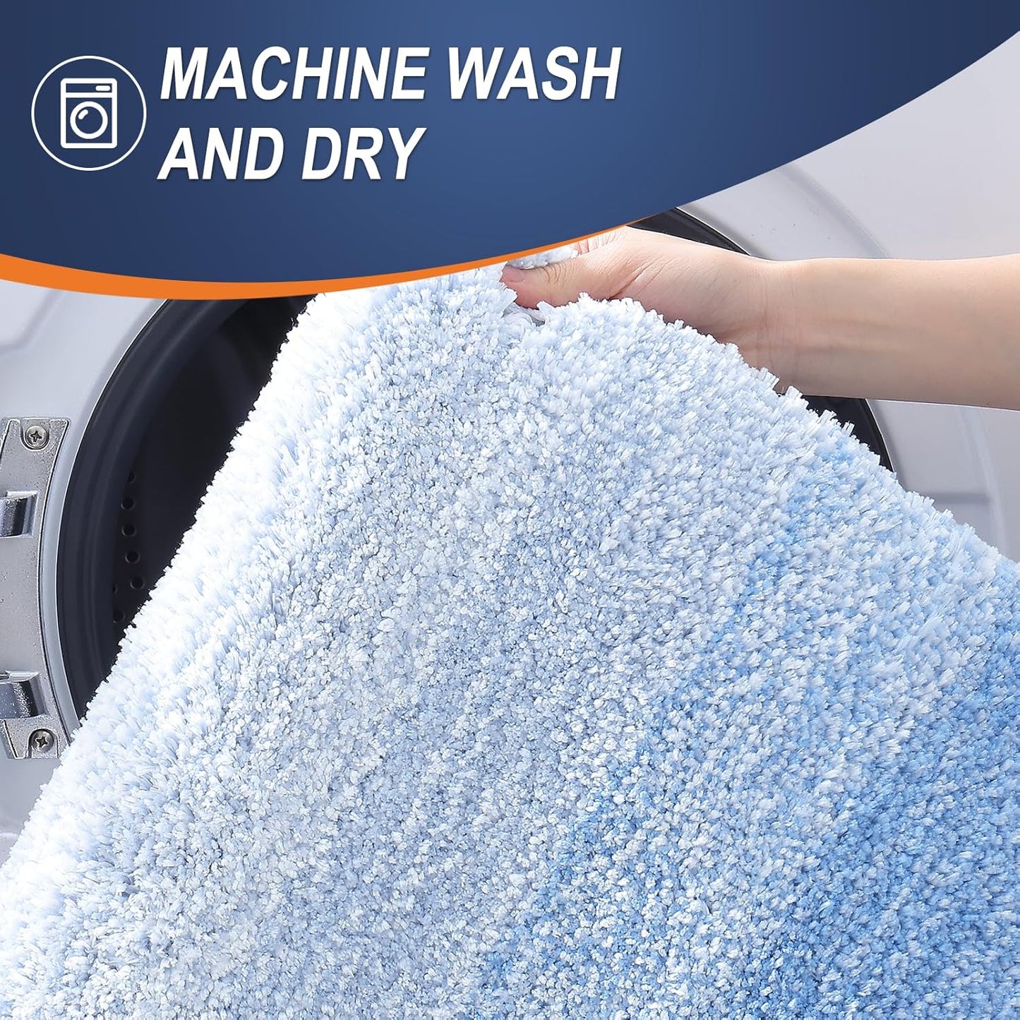 OLANLY Large Bath Rugs - Extra Soft Microfiber, Quick Dry & Washable | 54x24 Light Blue Mat
