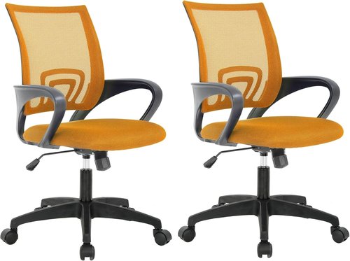 BestOffice Ergonomic Office Chair - Mid-Back Swivel Desk Chair with Lumbar Support & Breathable Backrest - Adjustable Height, Orange, Pack of 2