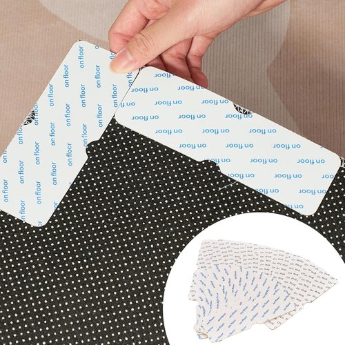 Heavywood Non-Slip Rug Grippers - Reusable Double-Sided Carpet Tape for Area Rugs | 8-Pack Washable Stickers